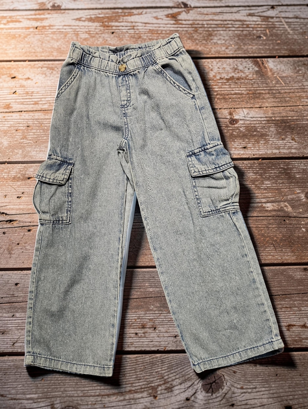 CAT & JACK Kids Cargo Denim Pants - Light Wash. Size XS 4/5.